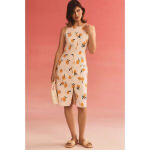 Anthropologie Maeve Dylan Mierzwinski Colette Midi Dress Orange Fruit Print NWT